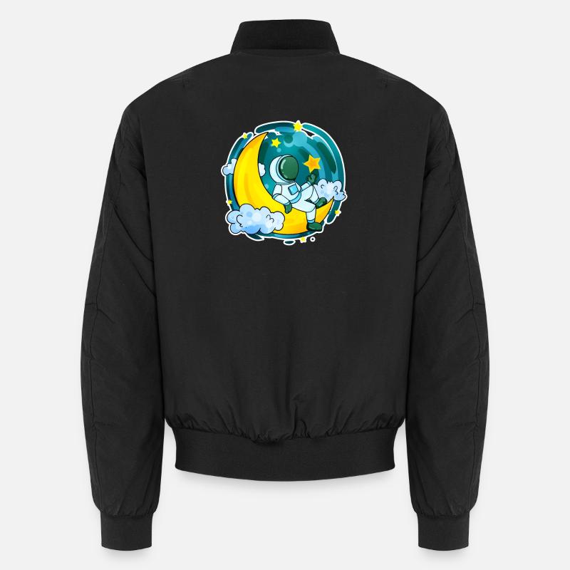 Astronaute Motif Space Moon Crescent Bomber unisexe