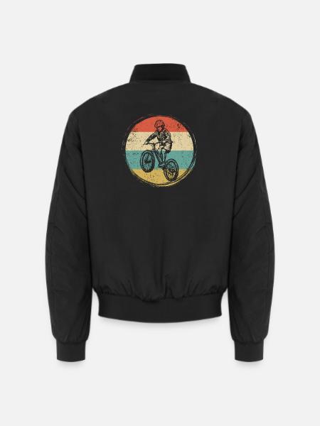 Retro BMX Rider Circle - Unisex Bomber Jacket - black