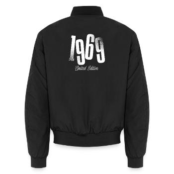 1969 Vintage Birthday Year Born - Unisex Bomber Jacket - black - Back - AI Model Male 185 light (185cm)