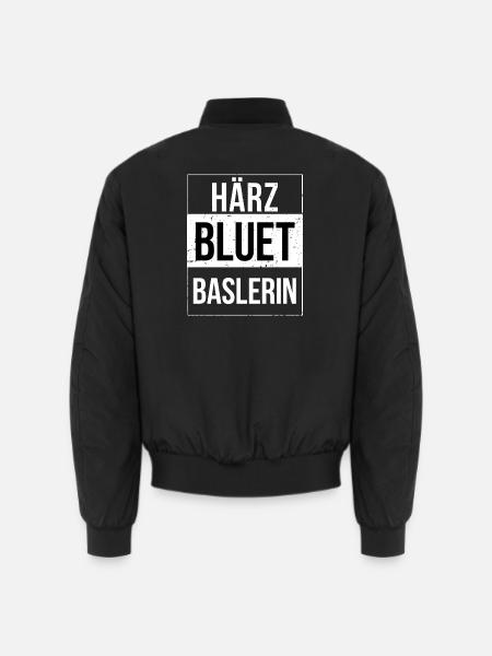 Härzbluetbaslerin aus Basel - Unisex Bomberjacke - Schwarz