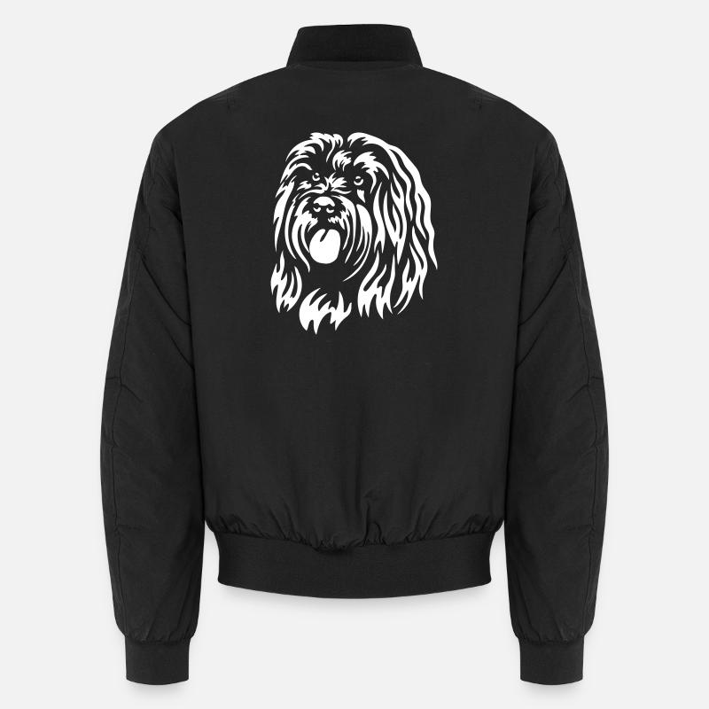 Tibet Terrier Kopf "Black Edition" - Unisex Bomberjacke - Schwarz