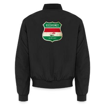 Kecskemét Ungarn Wappen Flaggen Design - Unisex Bomberjacke - Schwarz - Hinten - AI Model Male 185 light (185cm)