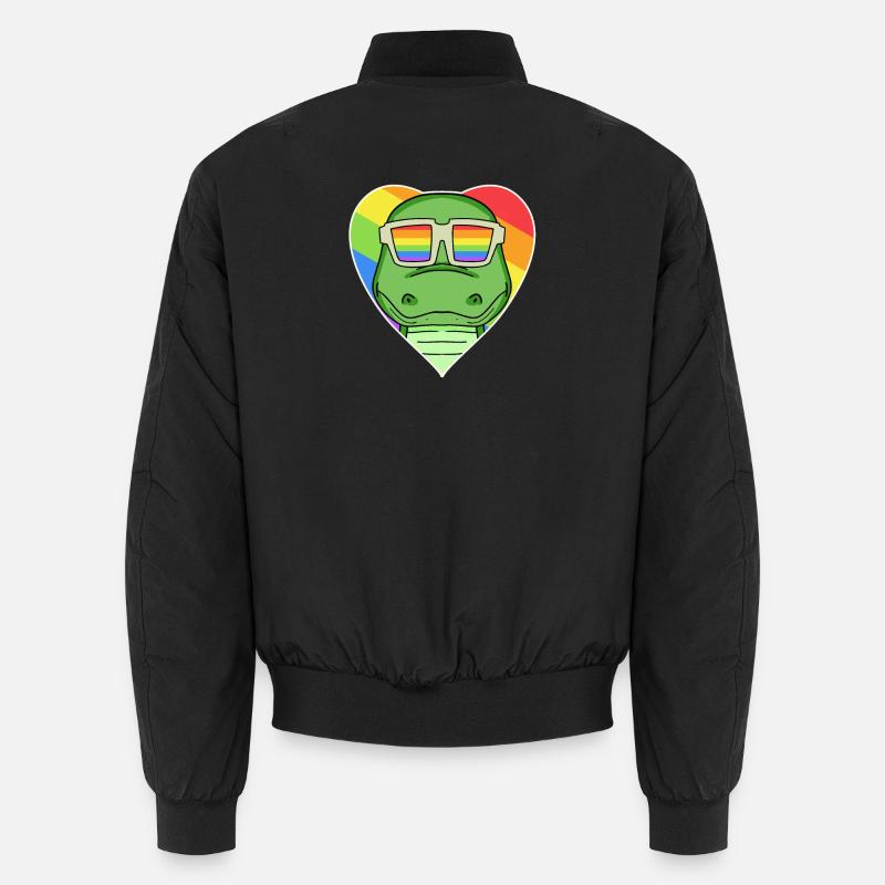 Regenbogen - Krokodil mit Brille - Unisex Bomberjacke - Schwarz