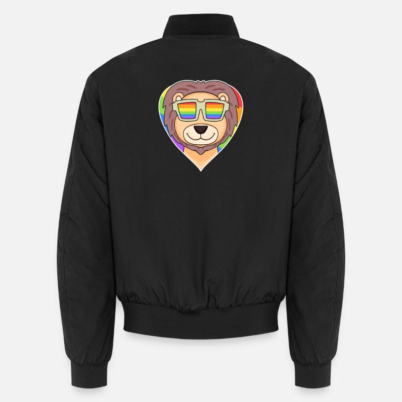 Regenbogen - Löwe mit Brille - Unisex Bomberjacke - Schwarz