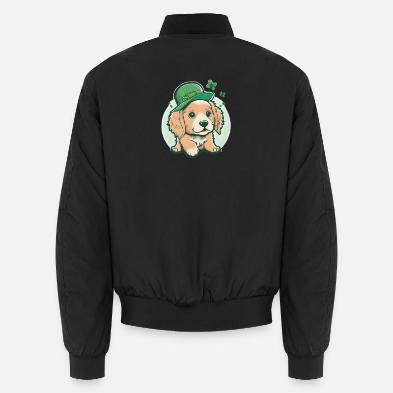 Cartoon Hund St. Patrick´s Day - Unisex Bomberjacke - Schwarz