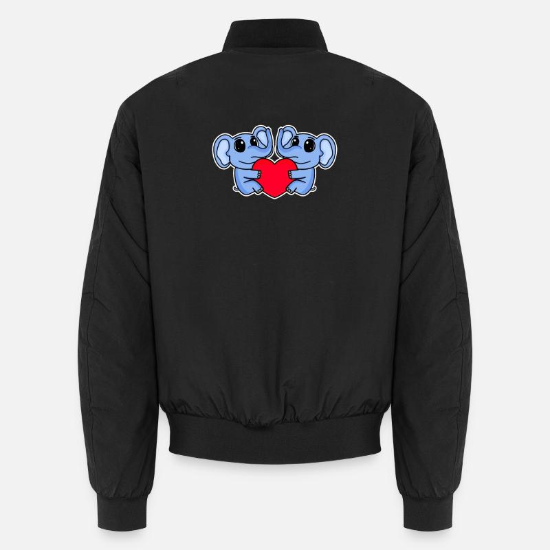Elephant Heart Love Elephants - Unisex Bomber Jacket - black