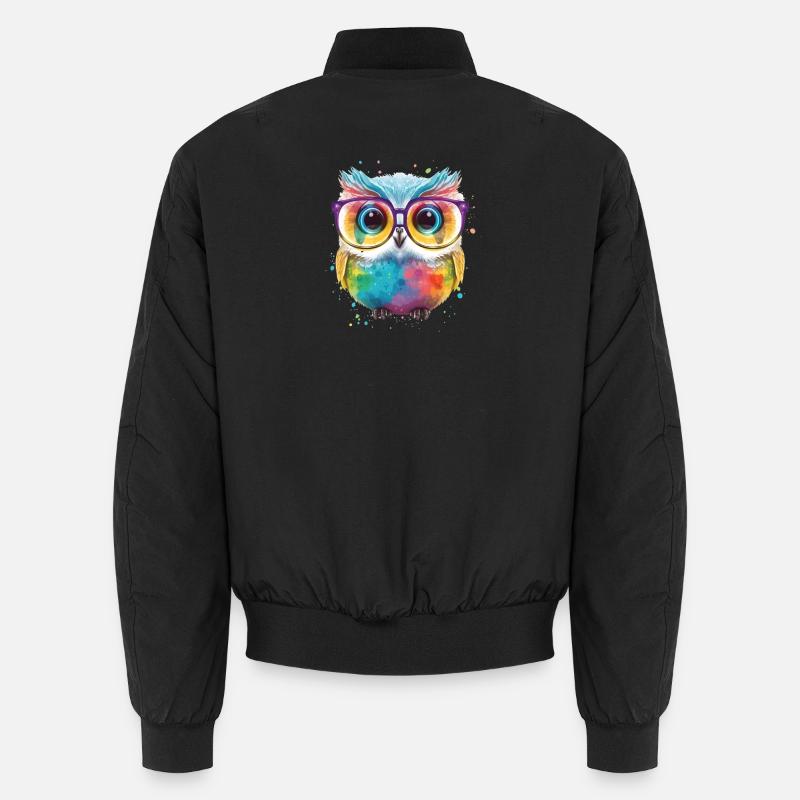 Bunte Brillen Eule - Unisex Bomberjacke - Schwarz