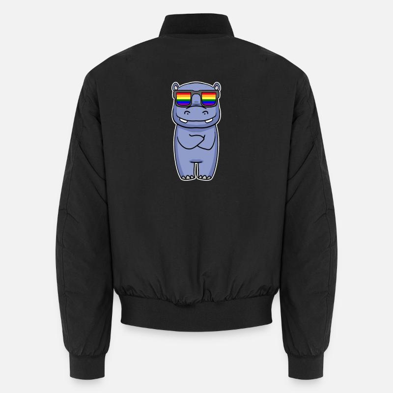 Rainbow - Hippopotamus with glasses Unisex Bomber Jacket
