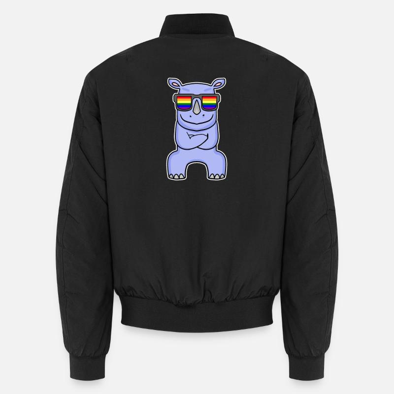Rainbow - Rhinoceros with glasses Unisex Bomber Jacket
