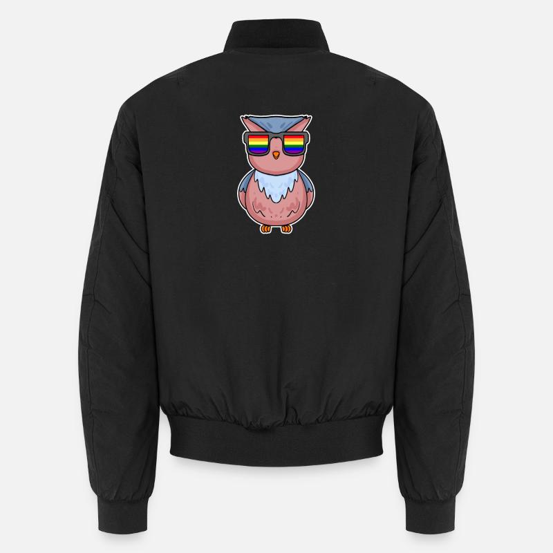 Rainbow - Owl with glasses Unisex Bomber Jacket
