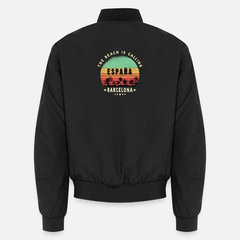 Barcelona Spain palm design - Unisex Bomber Jacket - black