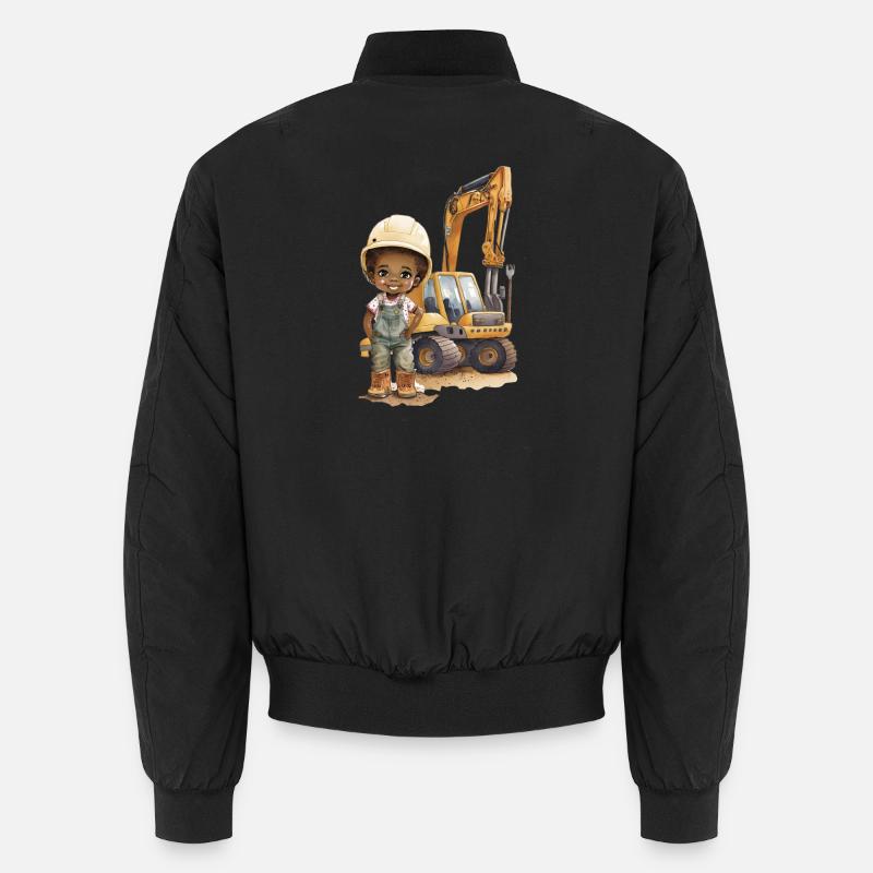 Bauarbeiter Kind mit Bagger - Unisex Bomberjacke - Schwarz