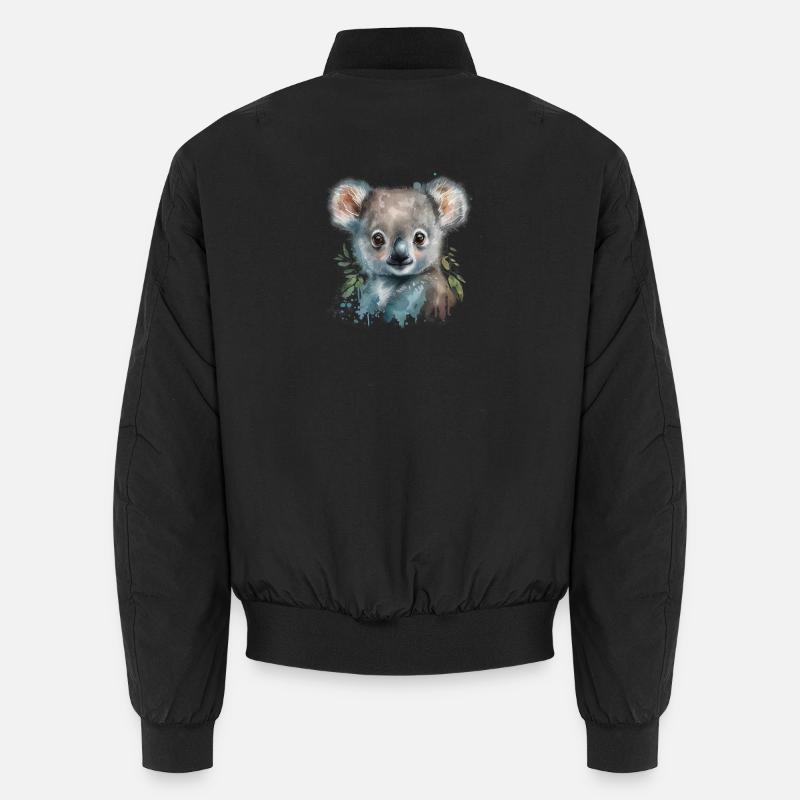 Koala Aquarelle Feuillage - Bomber unisexe - noir