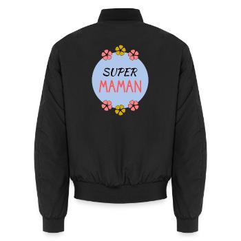 FÊTE DES MÈRES. BONNE FÊTE MAMAN. MAMAN. JE T'AIME - Bomber unisexe - noir - Dos - AI Model Male 185 light (185cm)