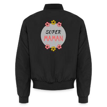 FÊTE DES MÈRES. BONNE FÊTE MAMAN. MAMAN. JE T'AIME - Bomber unisexe - noir - Dos - AI Model Male 185 light (185cm)