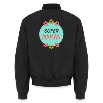 BONNE FÊTE MAMAN. MAMAN. FÊTE DES MÈRES. JE T'AIME - Bomber unisexe - noir - Dos - AI Model Male 185 light (185cm)