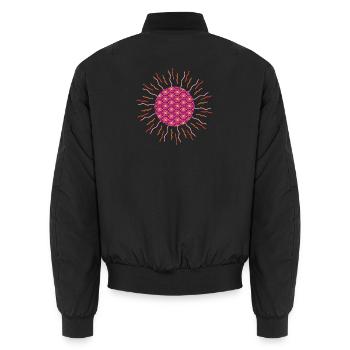 Sun mandala pink - Unisex Bomber Jacket - black - Back - AI Model Male 185 light (185cm)