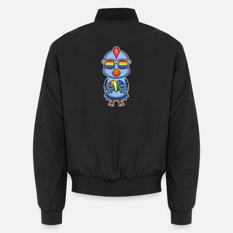 Rainbow - Chicken with glasses and heart Unisex Bomber Jacket