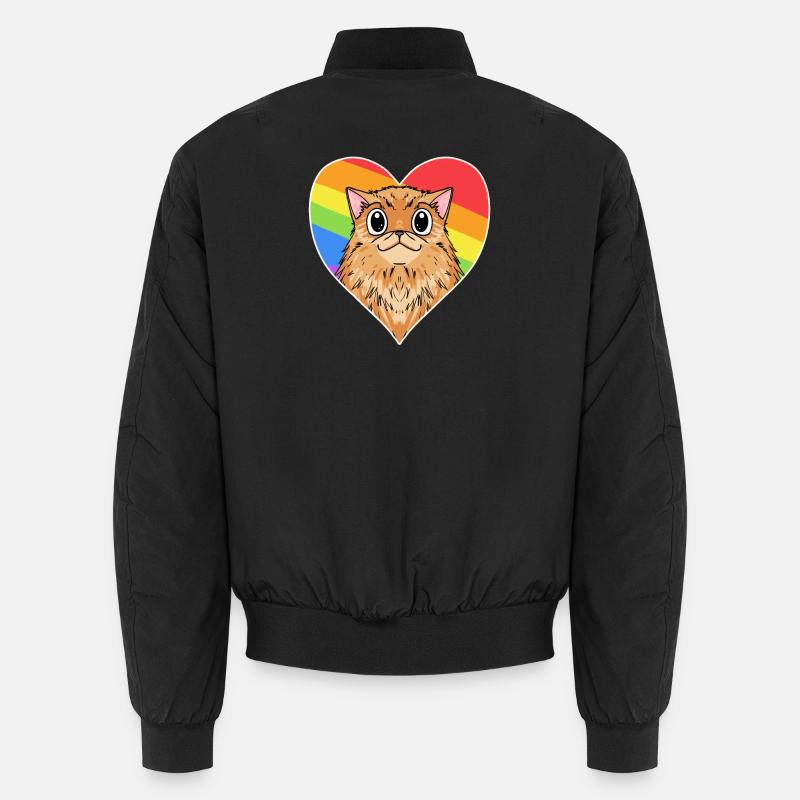 Arc-en-ciel - Chat avec cœur Bomber unisexe