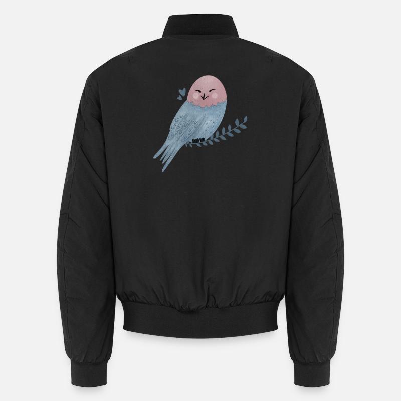 Snowy Owl Illustration - Unisex Bomber Jacket - black