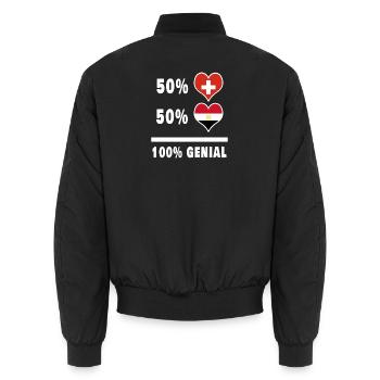 Ägypten und Schweiz 100% Genial Flagge - Unisex Bomberjacke - Schwarz - Hinten - AI Model Male 185 light (185cm)