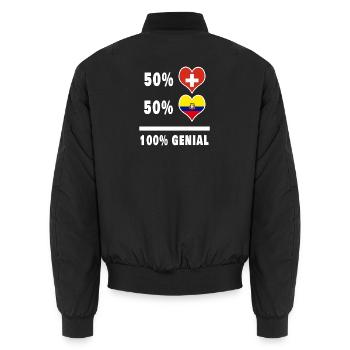 Ecuador und Schweiz 100% Genial Flagge - Unisex Bomberjacke - Schwarz - Hinten - AI Model Male 185 light (185cm)