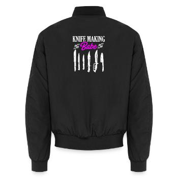 Knife Making Babe Knives Design - Unisex Bomber Jacket - black - Back - AI Model Male 185 light (185cm)