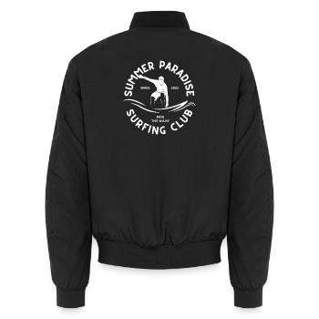 surf, surfing, surfing club, spot de surf - Bomber unisexe - noir - Dos - AI Model Male 185 light (185cm)