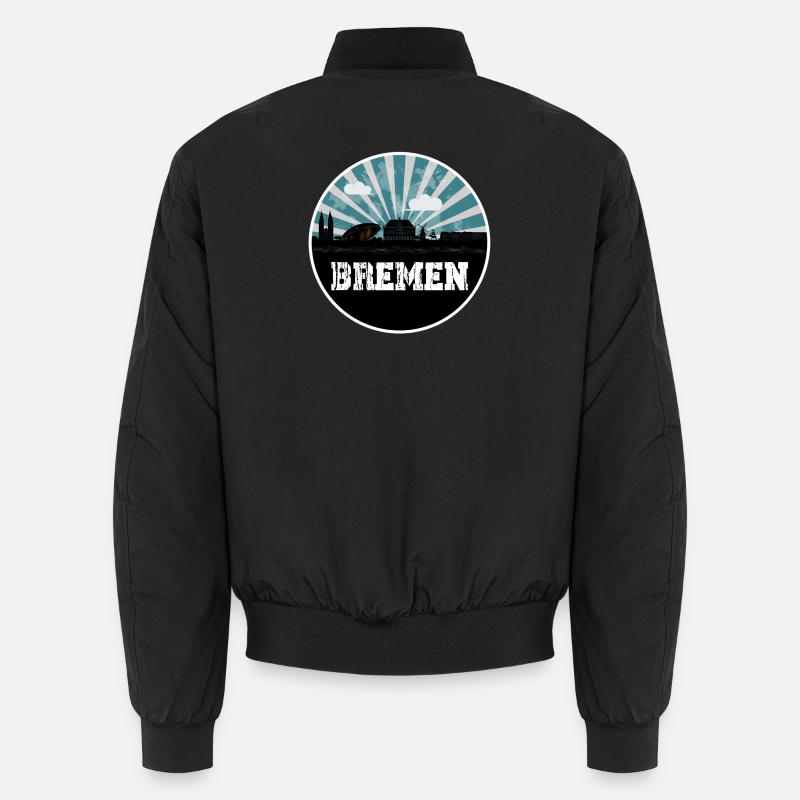 Bremen Skyline Blue Hour - Unisex Bomber Jacket - black