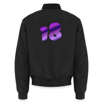 apparel geburtstag, 18 lilatöne farbverlauf - Unisex Bomberjacke - Schwarz - Hinten - AI Model Male 185 light (185cm)