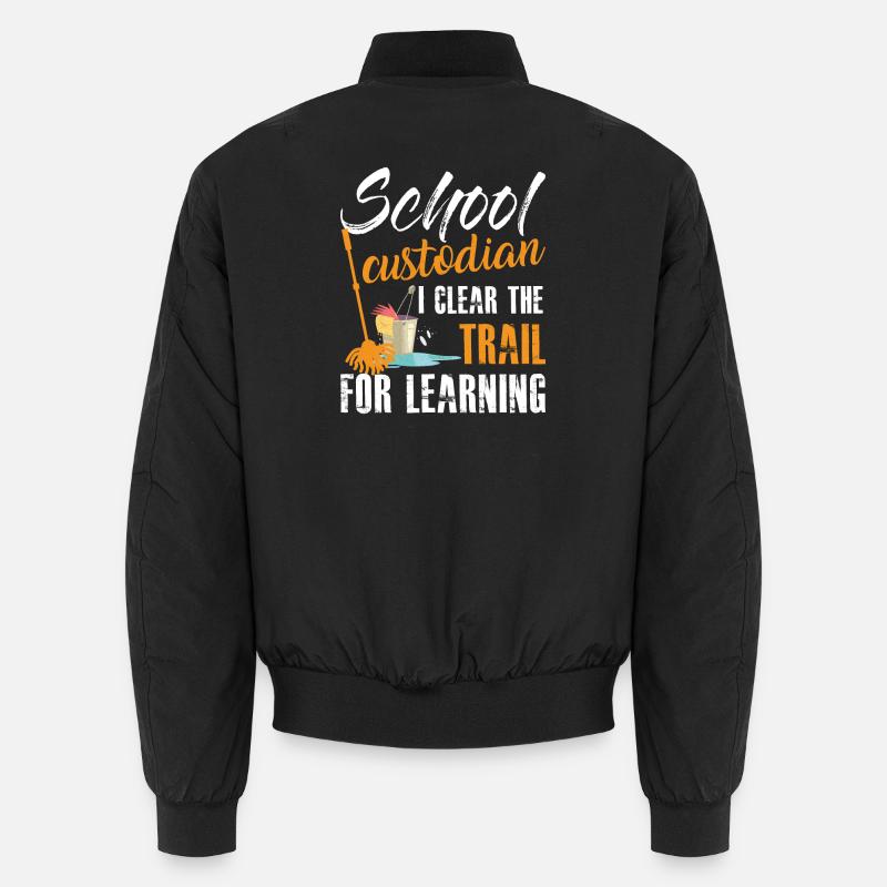 School Custodian Quote Education Custodial - Unisex Bomber Jacket - black