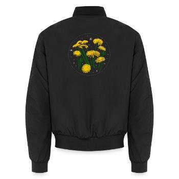 Löwenzahn Frühling Sternenhimmel - Unisex Bomberjacke - Schwarz - Hinten - AI Model Male 185 light (185cm)
