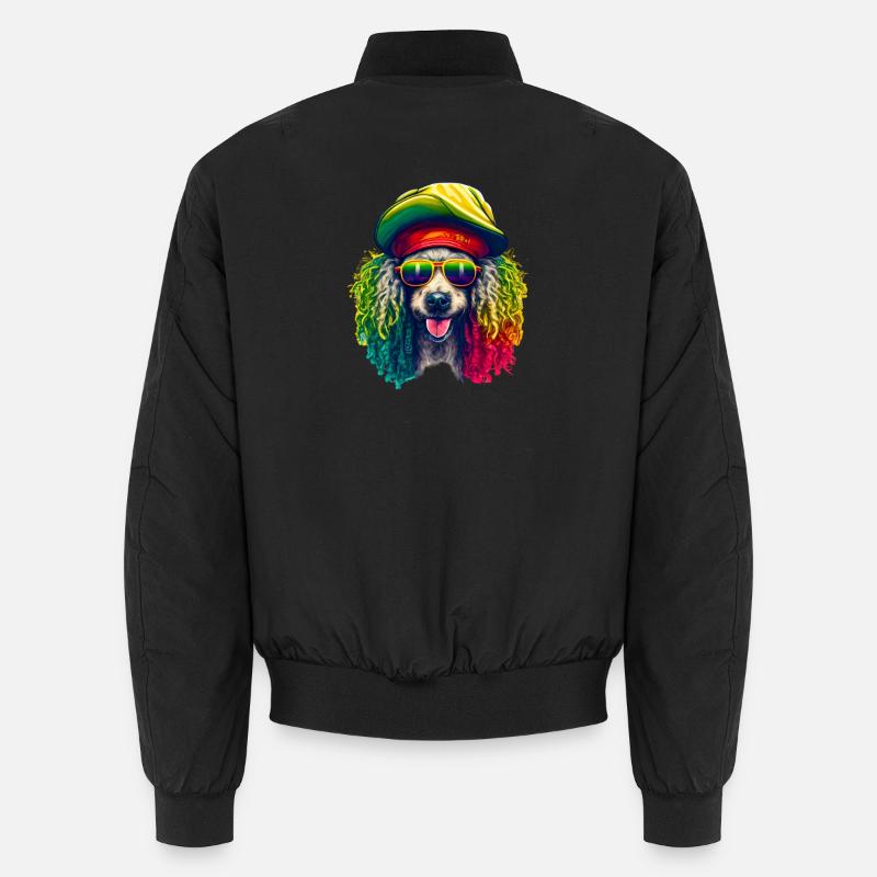 Cool Rasta Poodle Colorful Unisex Bomber Jacket