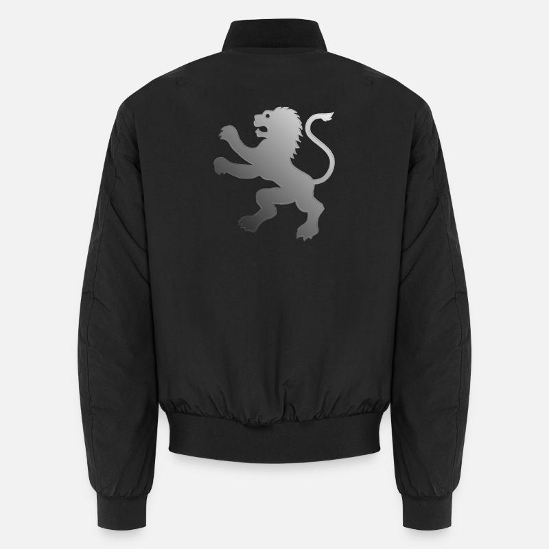 Lion embossed Heraldic animal - Unisex Bomber Jacket - black