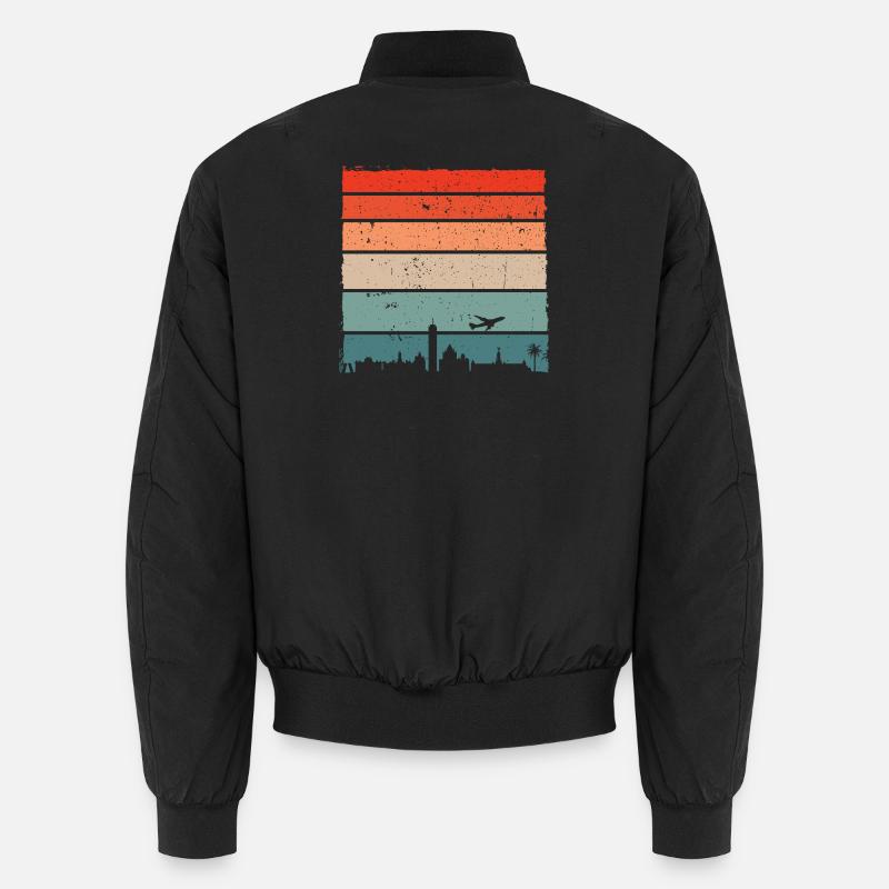 Sunset Skyline Bird Silhouette - Unisex Bomber Jacket - black