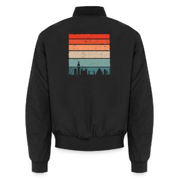 Sunset Skyline Stripes - Unisex Bomber Jacket - black - Back - AI Model Male 185 light (185cm)