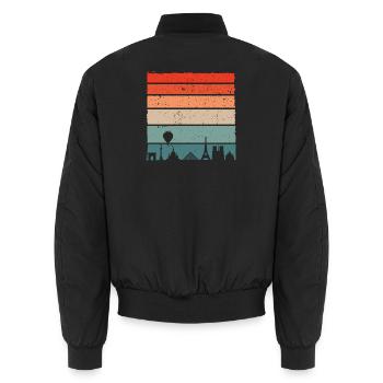Urban Sunset Skyline - Unisex Bomber Jacket - black - Back - AI Model Male 185 light (185cm)
