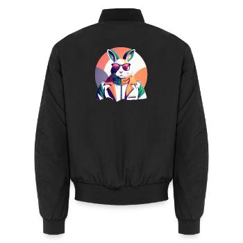 Bunny, Easter Bunny - Unisex Bomber Jacket - black - Back - AI Model Male 185 light (185cm)