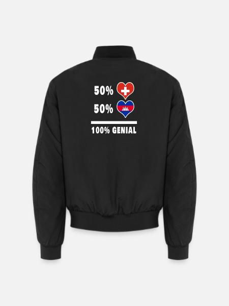 Camboya y Suiza 100% impresionante bandera - Chaqueta bomber unisex  - negro
