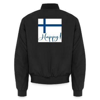 DRAPEAU FINLANDAIS - SIGNE HEUREUX - Bomber unisexe - noir - Dos - AI Model Male 185 light (185cm)