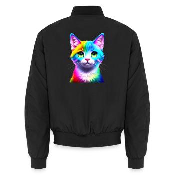 Chat arc-en-ciel - Bomber unisexe - noir - Dos - AI Model Male 185 light (185cm)