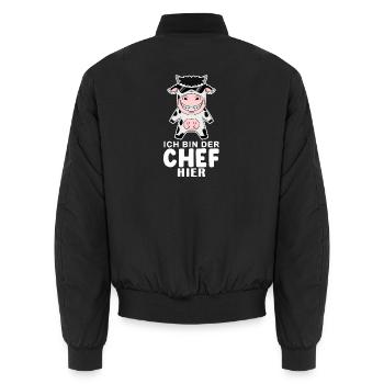 coole Kuh Chef Spruch - Unisex Bomberjacke - Schwarz - Hinten - AI Model Male 185 light (185cm)