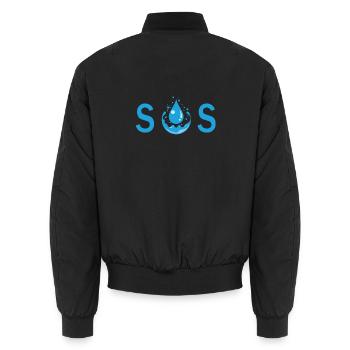 S.O.S - Unisex Bomber Jacket - black - Back - AI Model Male 185 light (185cm)