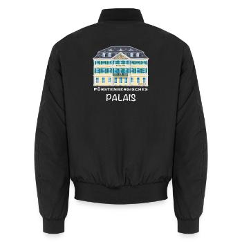 Bonn, Fürstenbergisches Palais,  handgezeichnet - Unisex Bomberjacke - Schwarz - Hinten - AI Model Male 185 light (185cm)