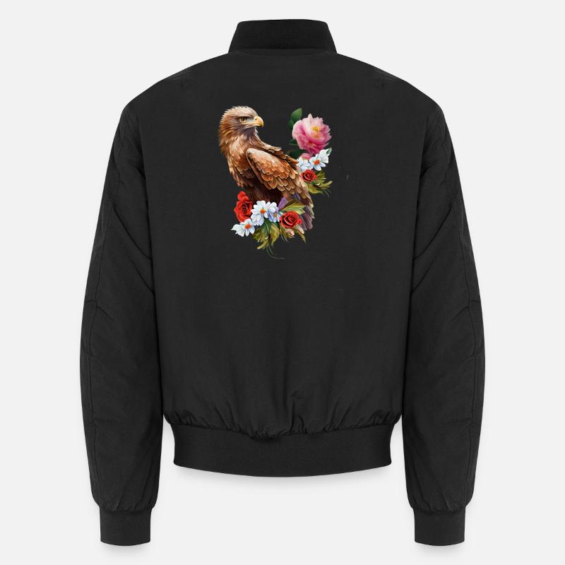 Wunderbarer Adler mit Blumen. Unisex Bomberjacke