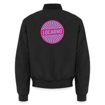 Timbre rond néon de Locarno - Bomber unisexe - noir - Dos - AI Model Male 185 light (185cm)