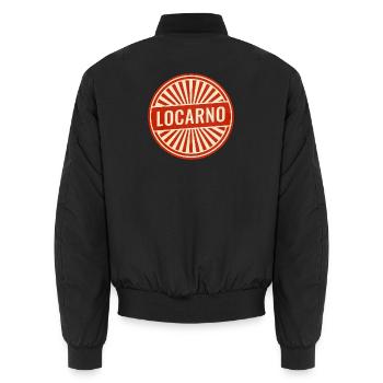Logo rond vintage de Locarno - Bomber unisexe - noir - Dos - AI Model Male 185 light (185cm)
