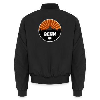 Bonn Skyline Retro - Unisex Bomber Jacket - black - Back - AI Model Male 185 light (185cm)