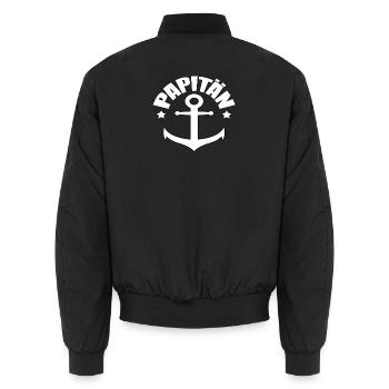 PAPITÄN * Vater * Papa * Anker * Geschenkidee - Unisex Bomberjacke - Schwarz - Hinten - AI Model Male 185 light (185cm)