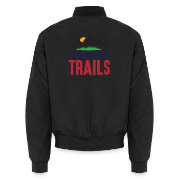 Berge - Ich bin lieber auf einem Trail - Unisex Bomberjacke - Schwarz - Hinten - AI Model Male 185 light (185cm)